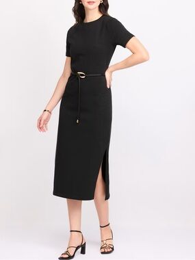 Montgomery Post
Black Short Sleeve Belted Shift Dress